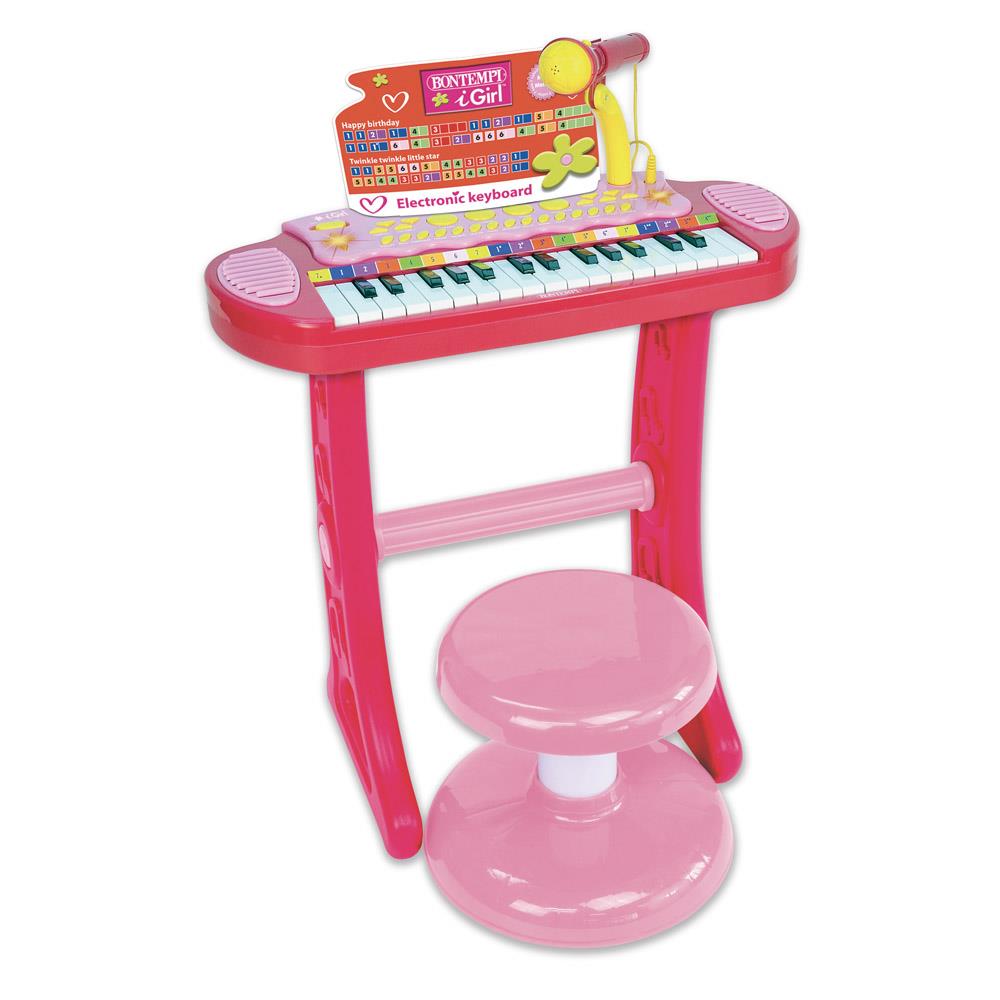 BONTEMPI TASTIERA ELETTRONICA A 31 TASTI CON MICROFONO GAMBE E SGABELLO I-GIRL 13 3671