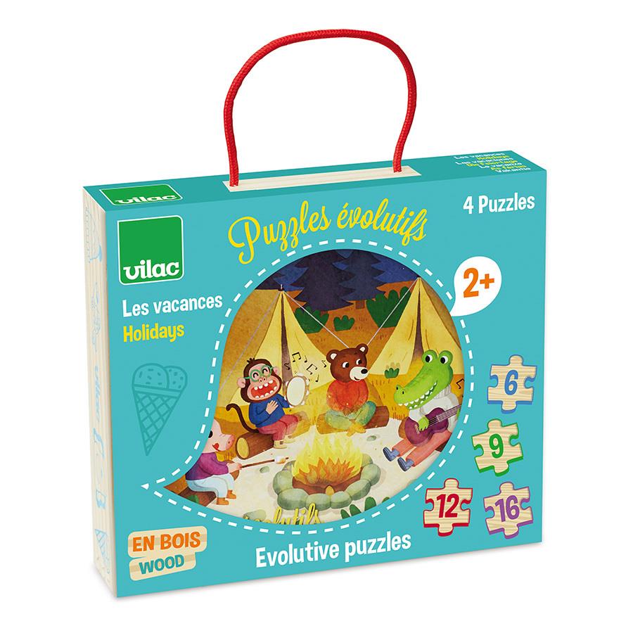 VILAC EVOLUTIVE PUZZLE IN LEGNO 4 IN 1 - LE VACANZE - MÉLUSINE ALLIROL 2634