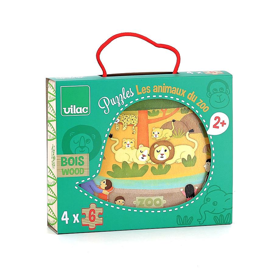 VILAC PUZZLE IN LEGNO 4 IN 1 - ANIMALI DELLO ZOO - MÉLUSINE ALLIROL 2642