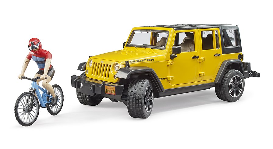 BRUDER JEEP WRANGLER RUBICON CON MOUNTAIBIKE E CICLISTA 2543