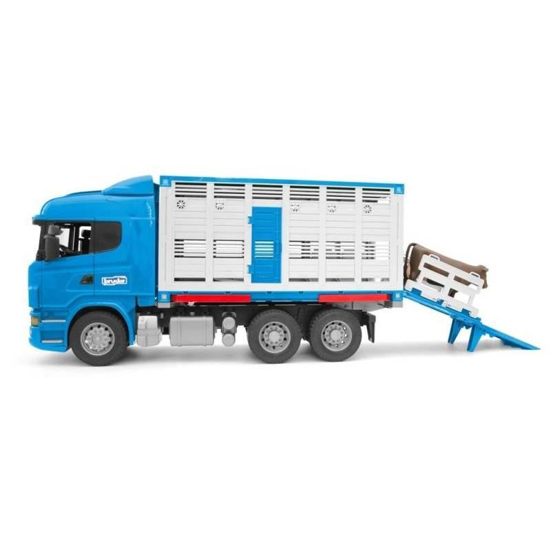 BRUDER SCANIA R-SERIES CAMION TRASPORTO BESTIAME CON UN BOVINO 3549<br />