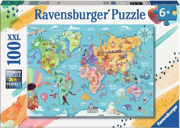RAVENSBURGER PUZZLE MAPPA DEL MONDO XXL 100 PZ 13343