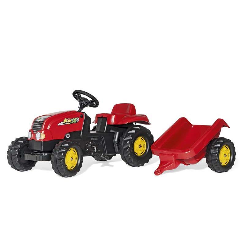 ROLLY TOYS TRATTORE CAVALCABILE CON PEDALI ROLLYKID-X E RIMORCHIO ROSSO cod. 012121