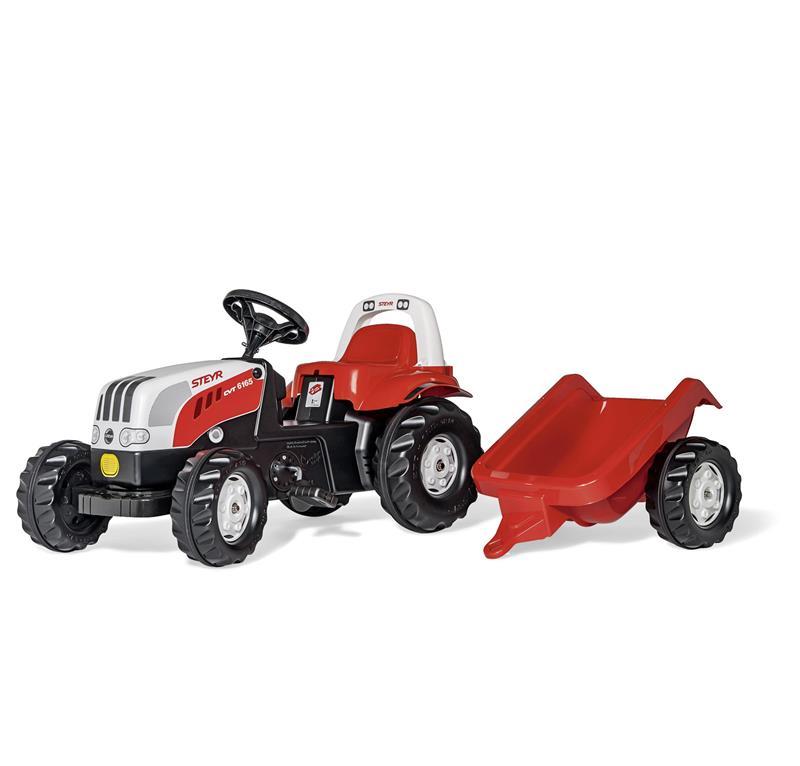 ROLLY TOYS ROLLYKID STEYR 6165 CVT CON ROLL-BAR E RIMORCHIO cod. 012510