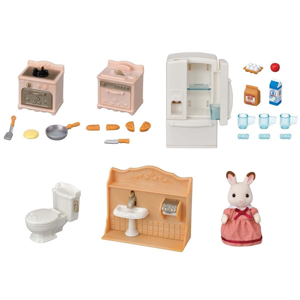 SYLVANIAN FAMILIES ARREDAMENTO COMPLETO CON MAMMA CONIGLIO CIOCCOLATO 5449