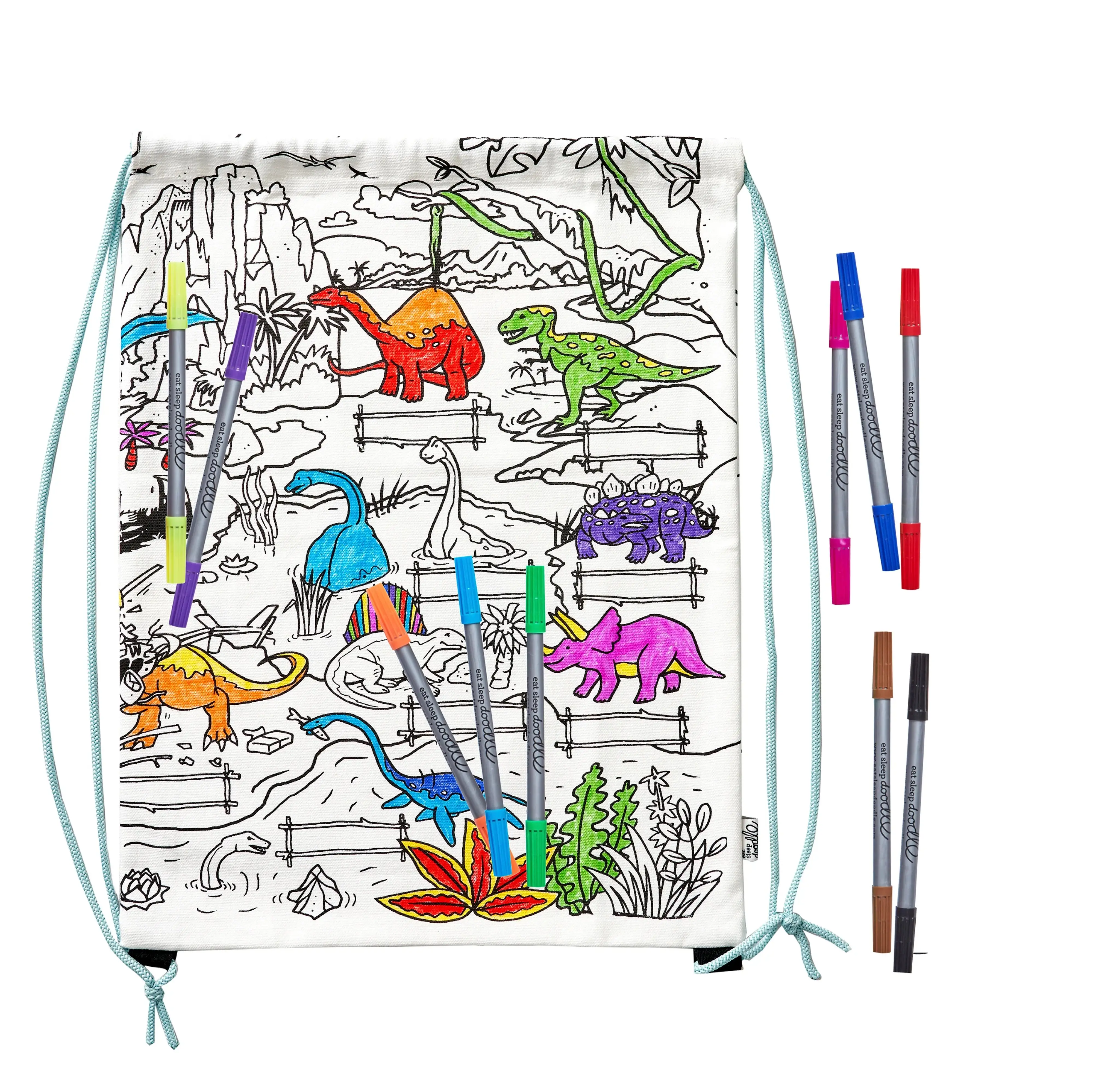 ZAINO DA COLORARE CON 10 PENNARELLI - DINOSAURI