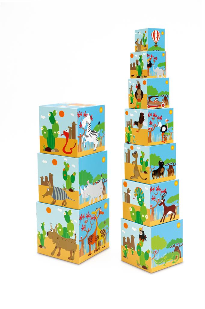 SCRATCH BUILD&PLAY STACKING TOWER ANIMALS OF THE WORLD