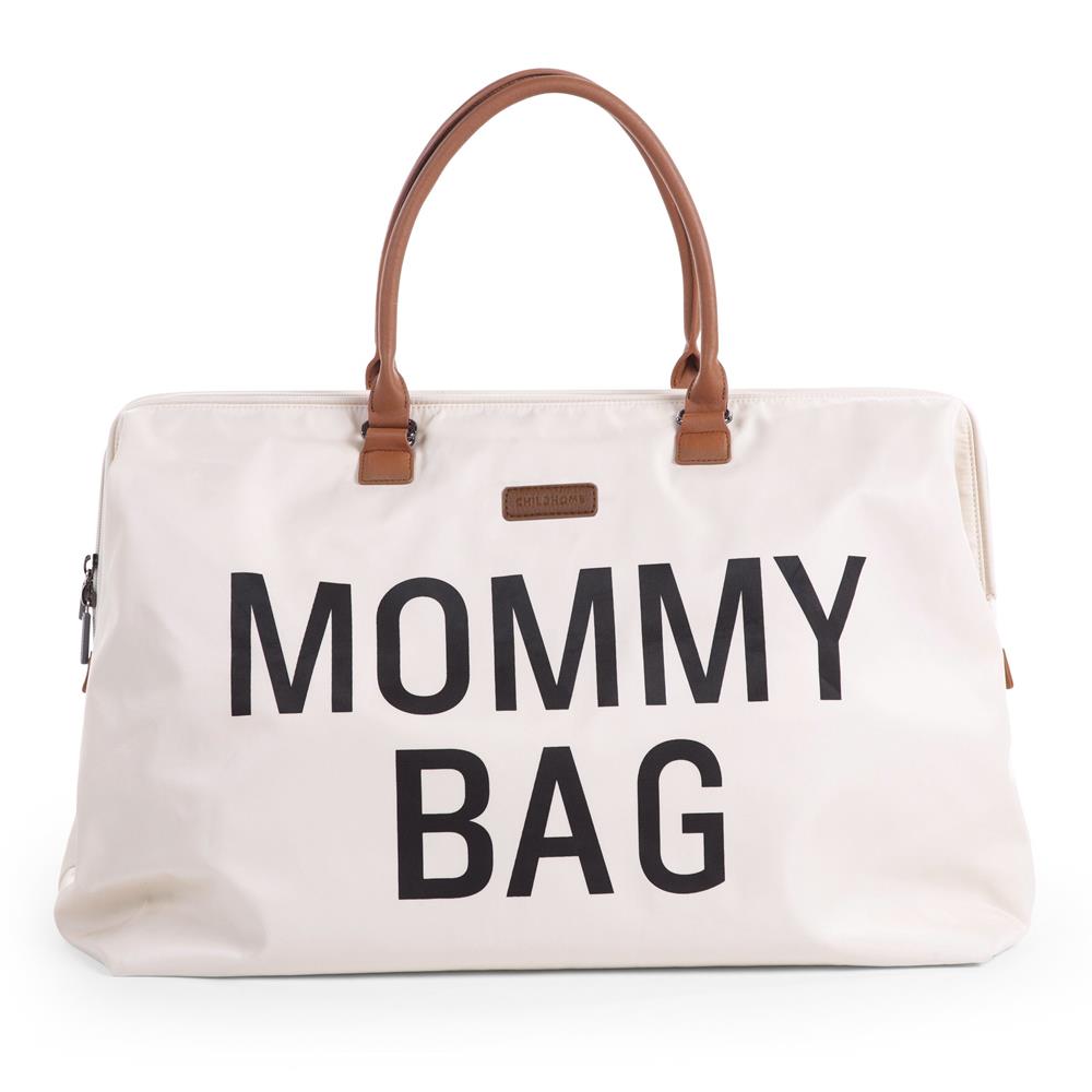 CHILDHOME MOMMY BAG BORSA PER IL CAMBIO - SIGNATURE - TELA BIANCO SPORCO NERO