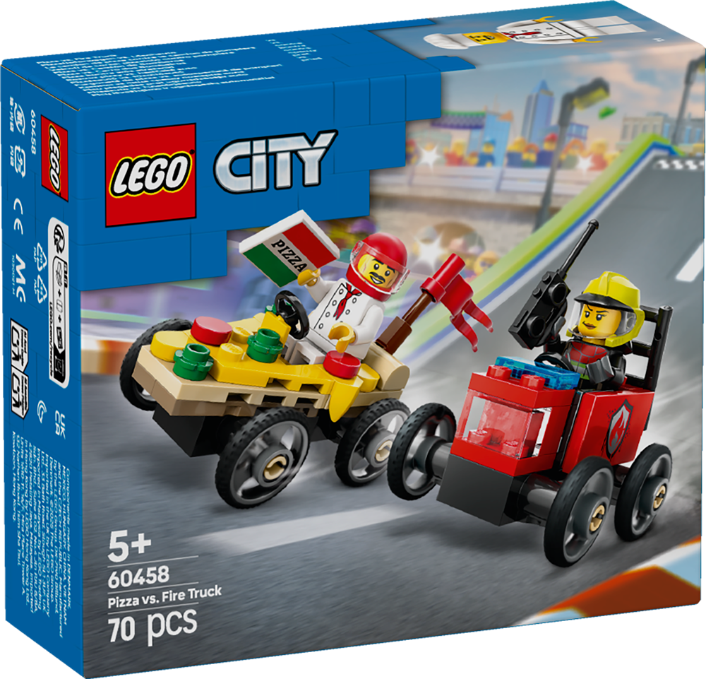 LEGO LEGO CITY PACK VEICOLI DA CORSA: PIZZAIOLO CONTRO POMPIERE 60458