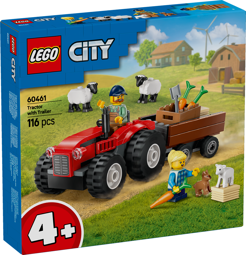 LEGO LEGO CITY TRATTORE AGRICOLO ROSSO CON RIMORCHIO E PECORE 60461