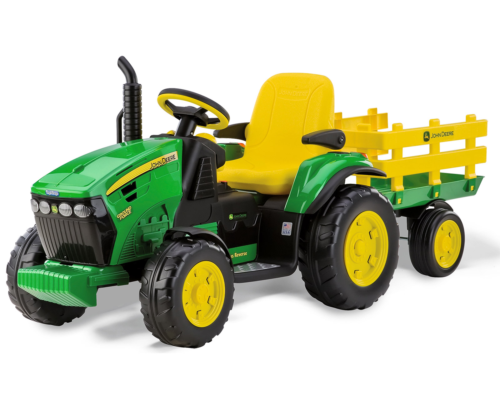 PEG PEREGO TRATTORE ELETTRICO JOHN DEERE GROUND FORCE W/TRAILER IGOR0047