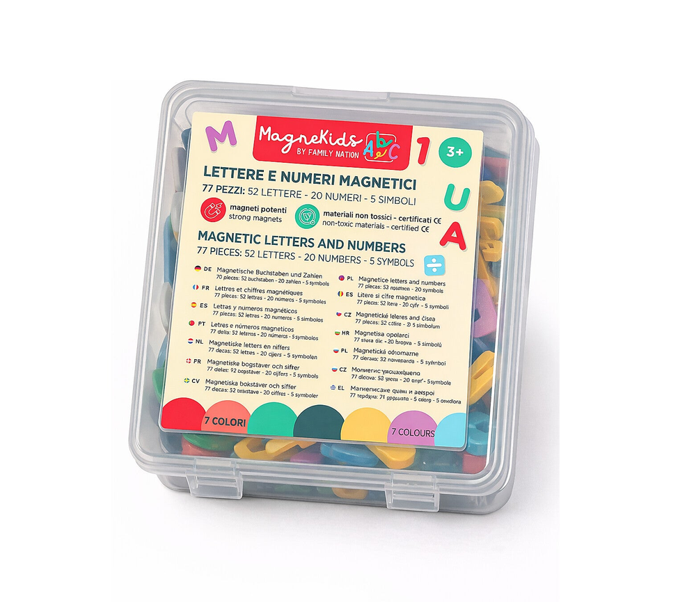 FAMILY NATION SET DI 77 LETTERE E NUMERI MAGNETICI MAGNEKIDS