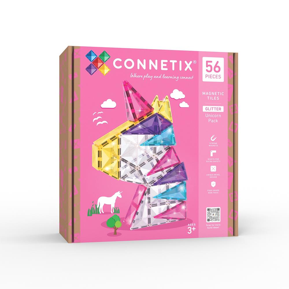 CONNETIX PANNELLI MAGNETICI SET GLITTER UNICORN 56 PZ