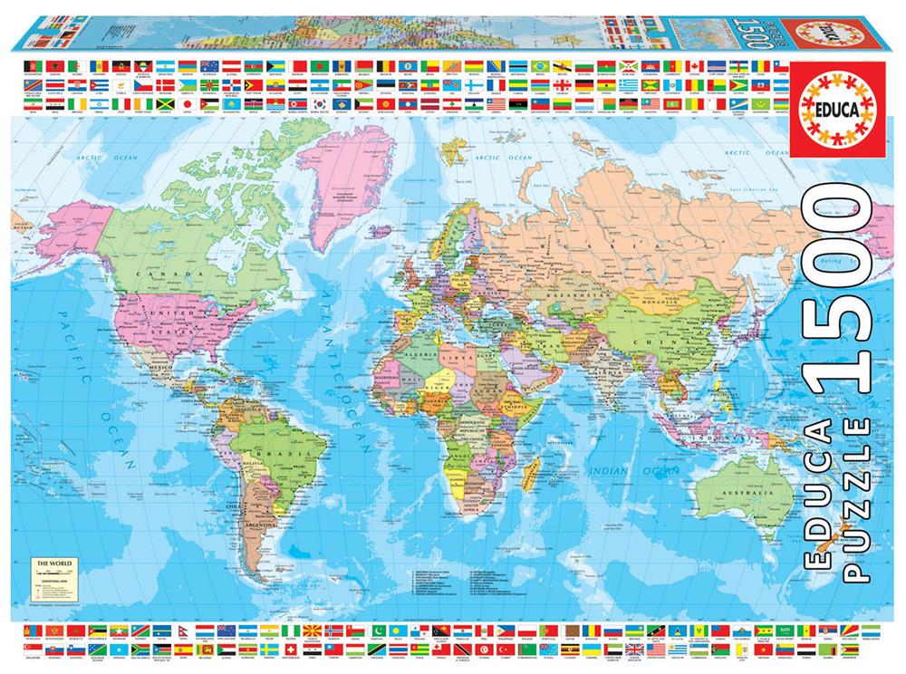 EDUCA PUZZLE MAPPA POLITICA DEL MONDO - POLITICAL WORLDMAP - 1500 PZ 18500