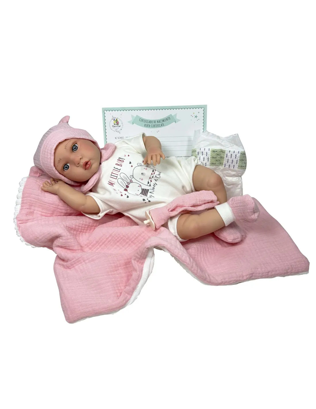 NINES D'ONIL BAMBOLA LITTLE SUSETTE REBORN PINK 40 CM 0262