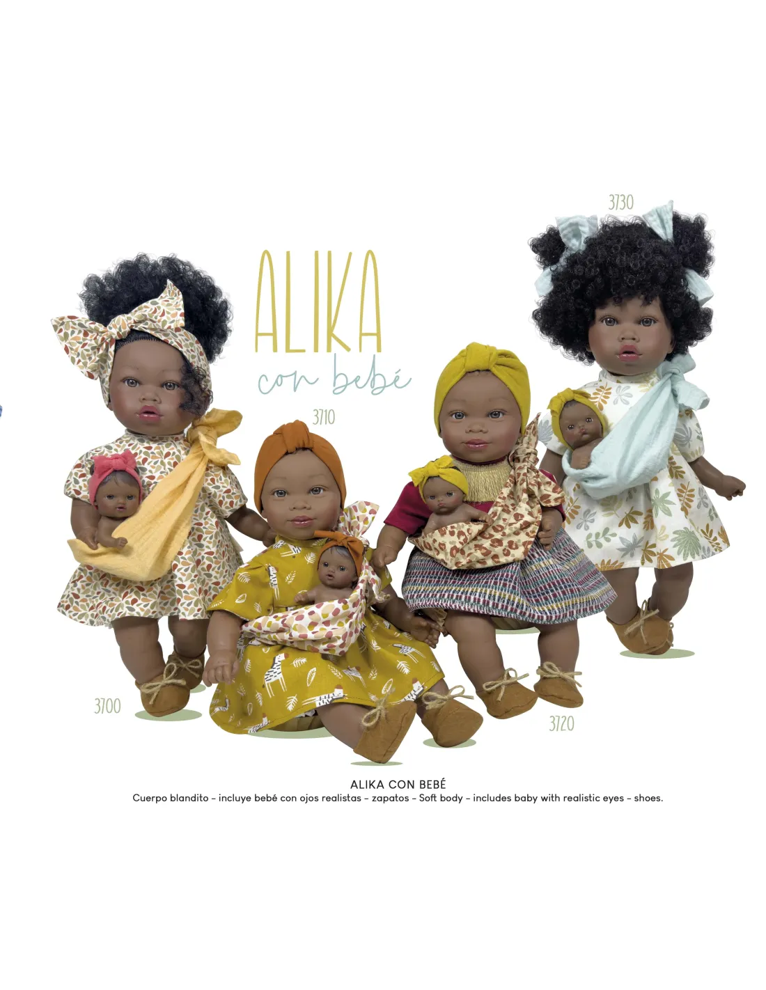 NINES D'ONIL BAMBOLA ALIKA CON BEBÉ CURLY HAIR 40 CM 3730