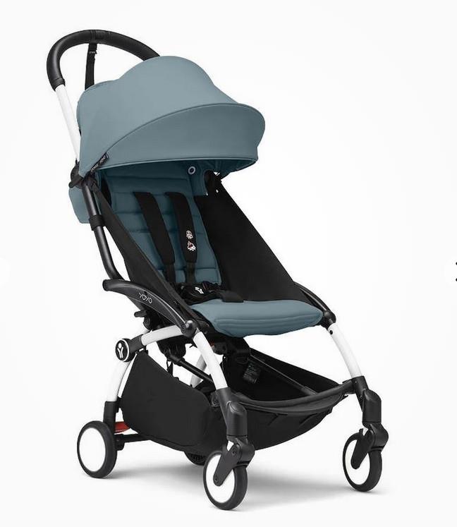 STOKKE PASSEGGINO YOYO³ DA 6 MESI TELAIO WHITE/BLACK + RIVESTIMENTO AQUA 646001+646409